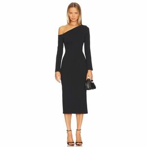 Enza Costa exposed shoulder dress in black